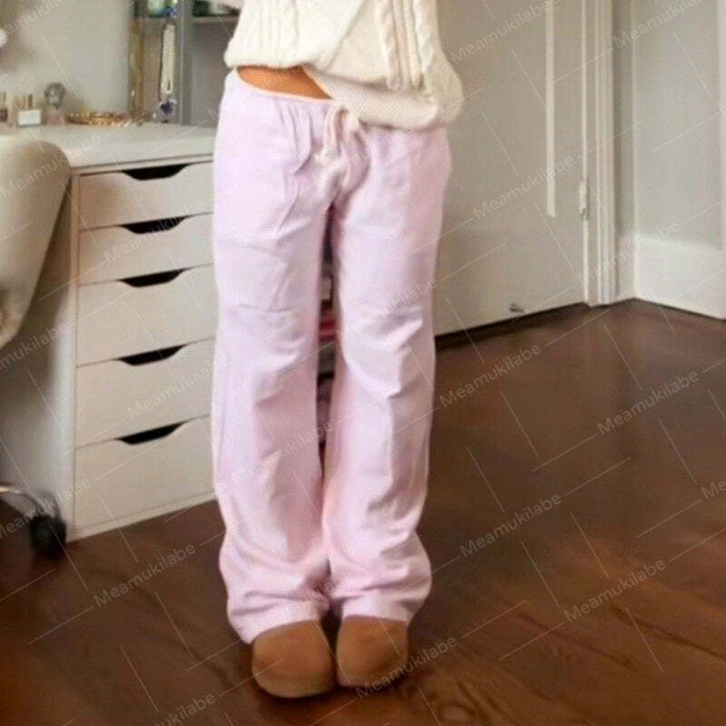 Ilyanna Low Waist Casual Pants - Y2K Summer Grunge, 90s Retro, Y2K Club & Party Outfits
