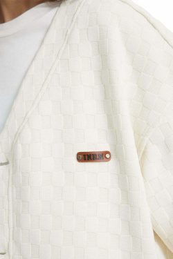 INRM Textured Check Cardigan - Y2K Summer Grunge, 90s Retro, Pastel Goth, Y2K Party Outfit