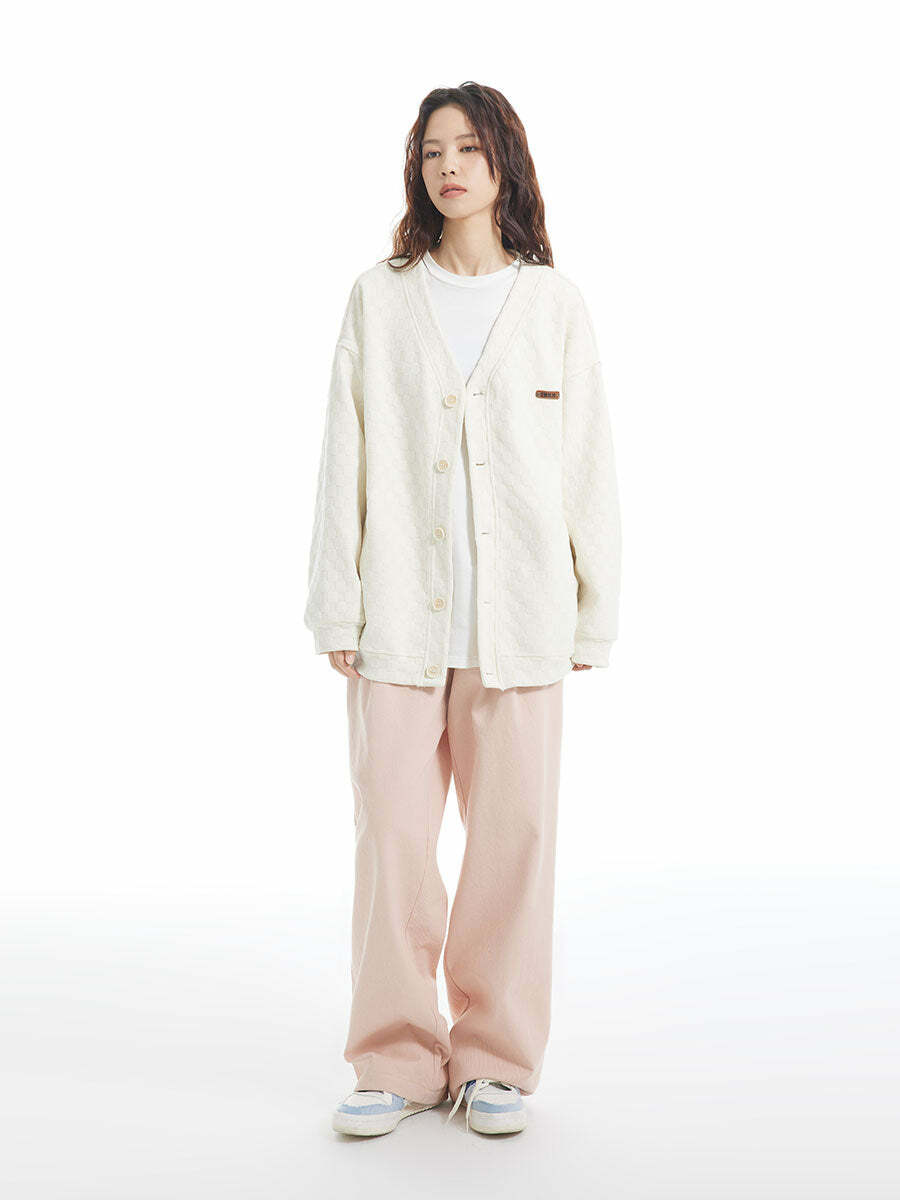INRM Textured Check Cardigan - Y2K Summer Grunge, 90s Retro, Pastel Goth, Y2K Party Outfit