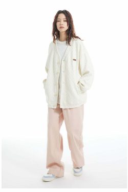 INRM Textured Check Cardigan - Y2K Summer Grunge, 90s Retro, Pastel Goth, Y2K Party Outfit