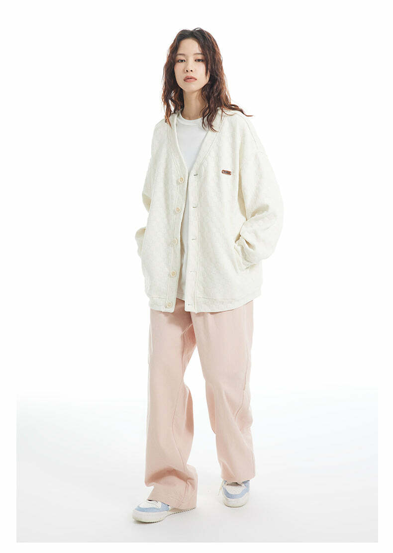INRM Textured Check Cardigan - Y2K Summer Grunge, 90s Retro, Pastel Goth, Y2K Party Outfit
