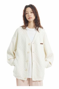INRM Textured Check Cardigan - Y2K Summer Grunge, 90s Retro, Pastel Goth, Y2K Party Outfit