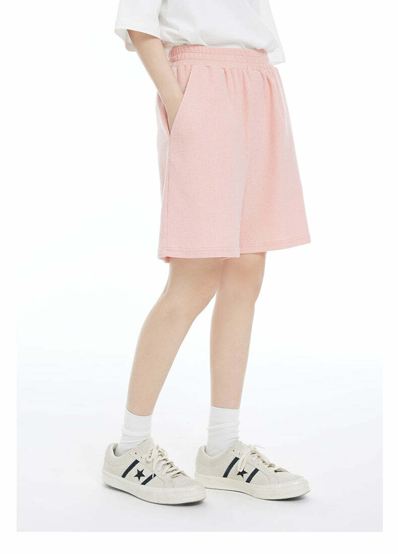 INRM Waffle-Knit Shorts - Y2K Summer Grunge, 90s Retro, Pastel Goth, Y2K Club & Party
