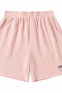 INRM Waffle-Knit Shorts - Y2K Summer Grunge, 90s Retro, Pastel Goth, Y2K Club & Party