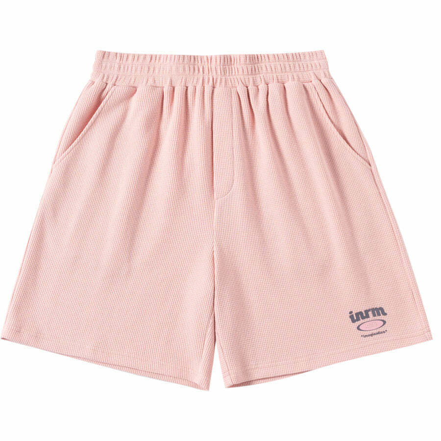 INRM Waffle-Knit Shorts - Y2K Summer Grunge, 90s Retro, Pastel Goth, Y2K Club & Party