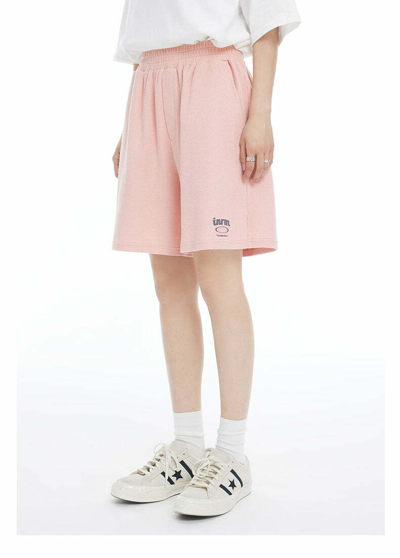 INRM Waffle-Knit Shorts - Y2K Summer Grunge, 90s Retro, Pastel Goth, Y2K Club & Party