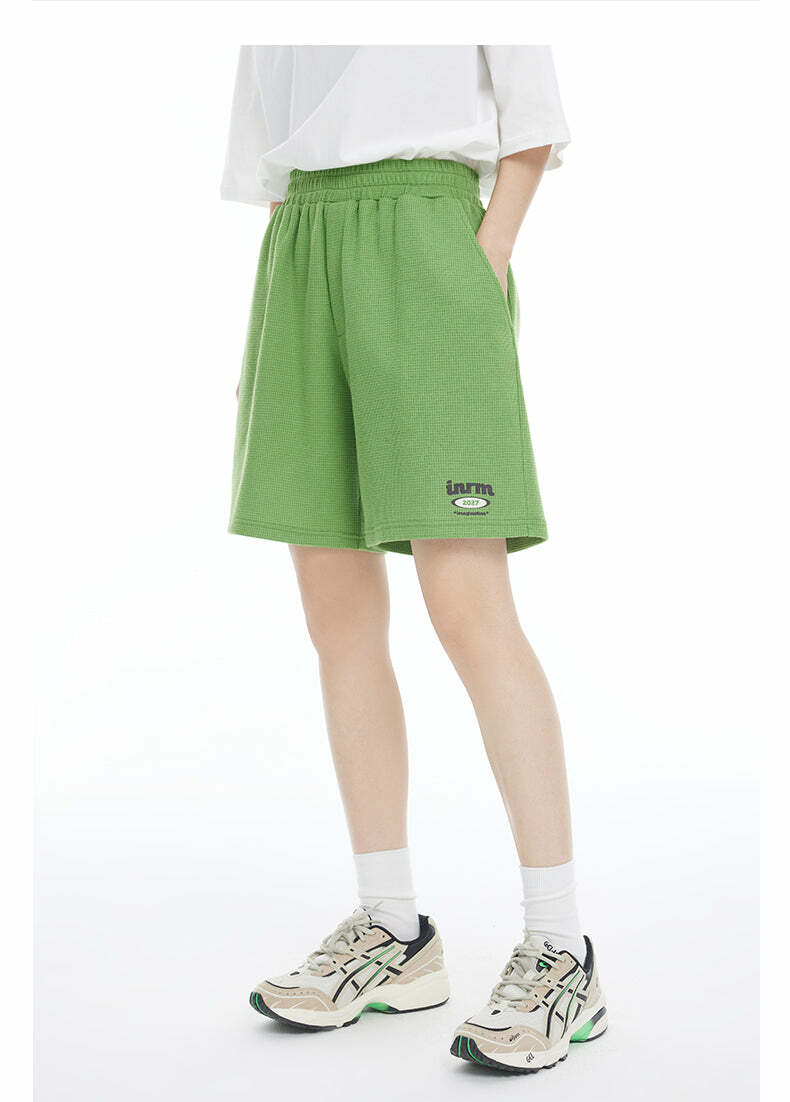 INRM Waffle-Knit Shorts - Y2K Summer Grunge, 90s Retro, Pastel Goth, Y2K Club & Party