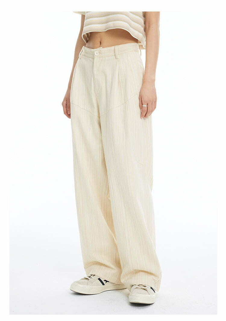 INRM Y2K Pinstripe Wide-Leg Trousers - 90s Grunge, Retro Summer, Gothic, and Party Outfits