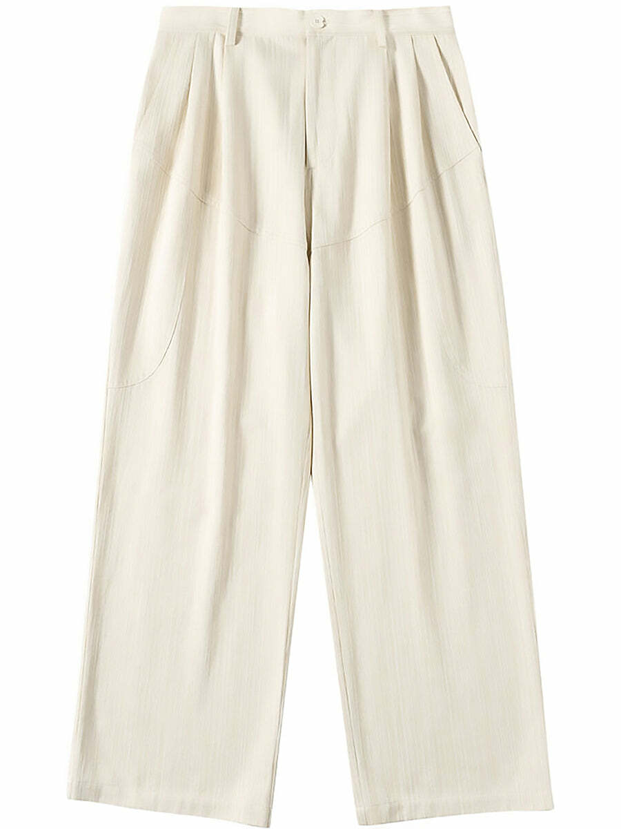 INRM Y2K Pinstripe Wide-Leg Trousers - 90s Grunge, Retro Summer, Gothic, and Party Outfits