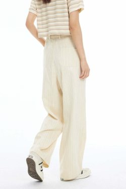INRM Y2K Pinstripe Wide-Leg Trousers - 90s Grunge, Retro Summer, Gothic, and Party Outfits