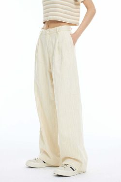INRM Y2K Pinstripe Wide-Leg Trousers - 90s Grunge, Retro Summer, Gothic, and Party Outfits
