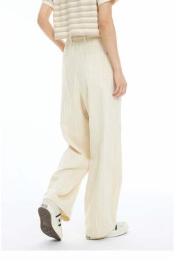 INRM Y2K Pinstripe Wide-Leg Trousers - 90s Grunge, Retro Summer, Gothic, and Party Outfits