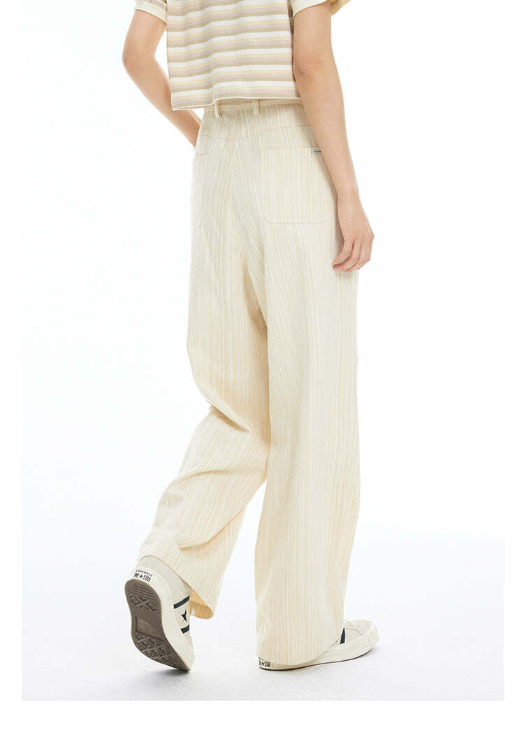 INRM Y2K Pinstripe Wide-Leg Trousers - 90s Grunge, Retro Summer, Gothic, and Party Outfits