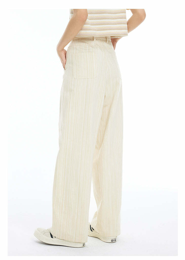 INRM Y2K Pinstripe Wide-Leg Trousers - 90s Grunge, Retro Summer, Gothic, and Party Outfits