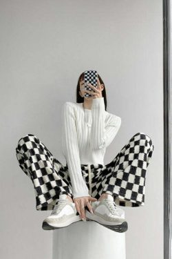 Intense Love Checkered Pants - Y2K Summer Grunge, 90s Retro, Pastel Goth, Y2K Club Outfits