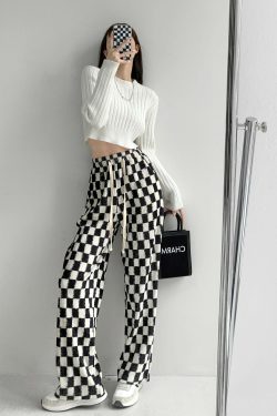 Intense Love Checkered Pants - Y2K Summer Grunge, 90s Retro, Pastel Goth, Y2K Club Outfits