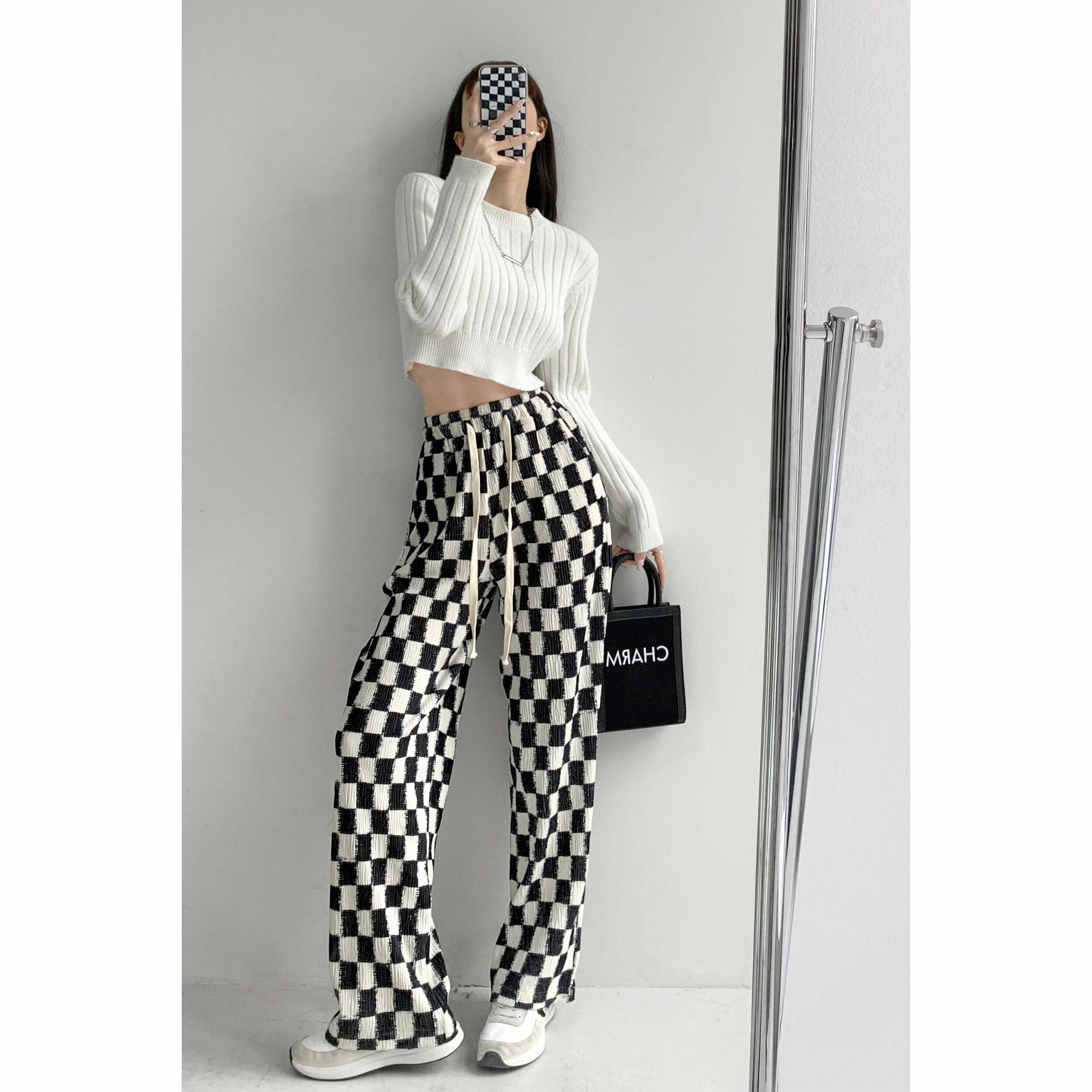 Intense Love Checkered Pants - Y2K Summer Grunge, 90s Retro, Pastel Goth, Y2K Club Outfits