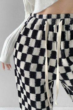 Intense Love Checkered Pants - Y2K Summer Grunge, 90s Retro, Pastel Goth, Y2K Club Outfits