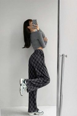 Intense Love Checkered Pants - Y2K Summer Grunge, 90s Retro, Pastel Goth, Y2K Club Outfits