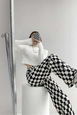 Intense Love Checkered Pants - Y2K Summer Grunge, 90s Retro, Pastel Goth, Y2K Club Outfits