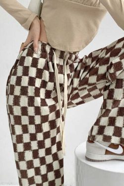 Intense Love Checkered Pants - Y2K Summer Grunge, 90s Retro, Pastel Goth, Y2K Club Outfits