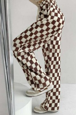 Intense Love Checkered Pants - Y2K Summer Grunge, 90s Retro, Pastel Goth, Y2K Club Outfits
