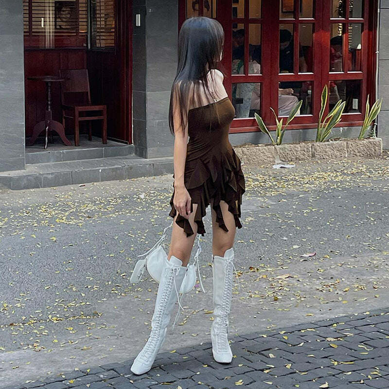 Irene Ruffle Romper Dress - Y2K Summer Outfit, 90s Fashion, Grunge, Retro Style, Pastel Goth