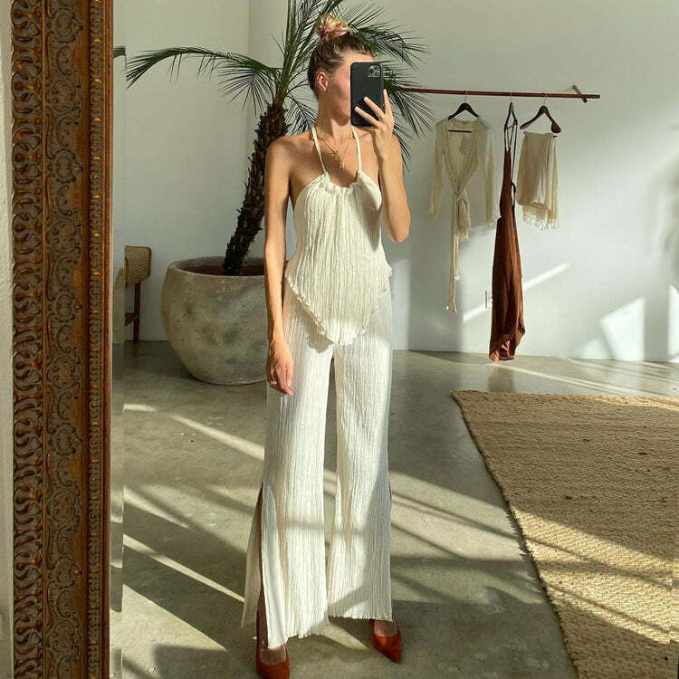 Isela Pleated Pant Set - Y2K Summer Outfit, 90s Fashion, Grunge, Retro Style, Y2K Club & Party