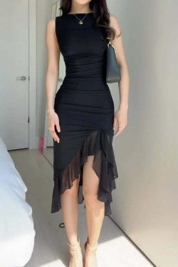 Ivania Ruffle Dress - Y2K Summer Outfit, 90s Grunge Fashion, Retro Style, Pastel Goth Vibes
