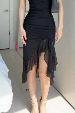 Ivania Ruffle Dress - Y2K Summer Outfit, 90s Grunge Fashion, Retro Style, Pastel Goth Vibes