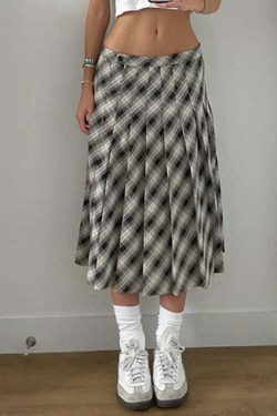 Ivie Pleated Midi Skirt - Y2K Summer Outfit, 90s Fashion, Grunge, Retro Style, Y2K Skirt