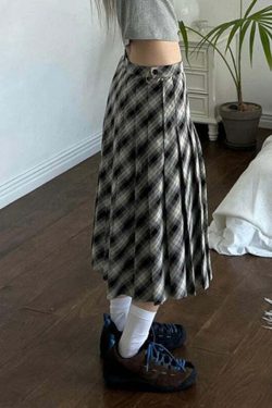 Ivie Pleated Midi Skirt - Y2K Summer Outfit, 90s Fashion, Grunge, Retro Style, Y2K Skirt