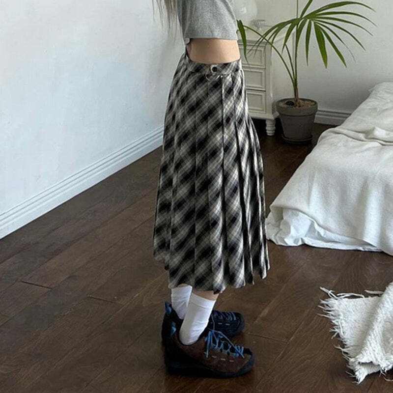 Ivie Pleated Midi Skirt - Y2K Summer Outfit, 90s Fashion, Grunge, Retro Style, Y2K Skirt
