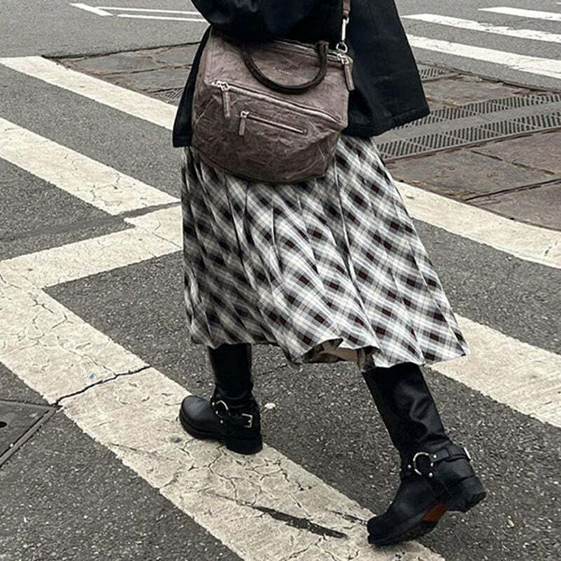Ivie Pleated Midi Skirt - Y2K Summer Outfit, 90s Fashion, Grunge, Retro Style, Y2K Skirt
