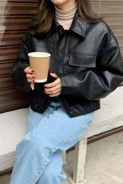 Iyla Leather Jacket - Y2K Grunge & 90s Fashion, Retro Summer Outfits, Y2K Party & Club Style