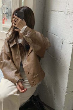 Iyla Leather Jacket - Y2K Grunge & 90s Fashion, Retro Summer Outfits, Y2K Party & Club Style