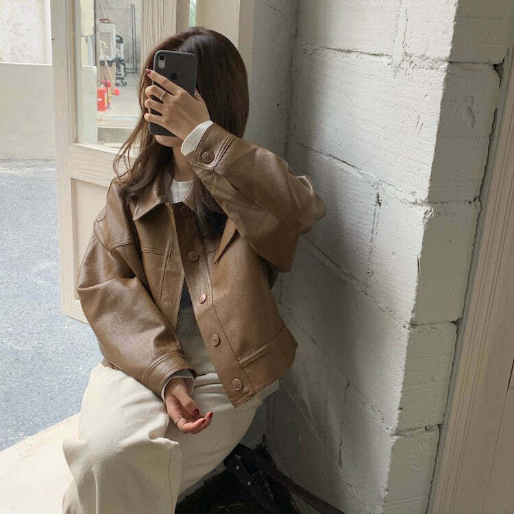 Iyla Leather Jacket - Y2K Grunge & 90s Fashion, Retro Summer Outfits, Y2K Party & Club Style