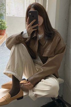 Iyla Leather Jacket - Y2K Grunge & 90s Fashion, Retro Summer Outfits, Y2K Party & Club Style
