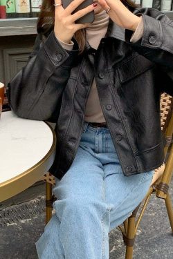 Iyla Leather Jacket - Y2K Grunge & 90s Fashion, Retro Summer Outfits, Y2K Party & Club Style