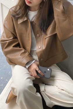 Iyla Leather Jacket - Y2K Grunge & 90s Fashion, Retro Summer Outfits, Y2K Party & Club Style