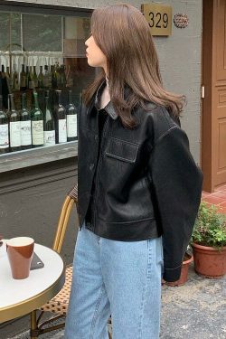 Iyla Leather Jacket - Y2K Grunge & 90s Fashion, Retro Summer Outfits, Y2K Party & Club Style