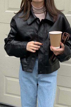 Iyla Leather Jacket - Y2K Grunge & 90s Fashion, Retro Summer Outfits, Y2K Party & Club Style
