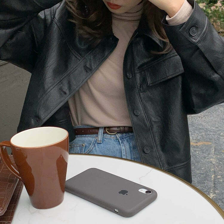 Iyla Leather Jacket - Y2K Grunge & 90s Fashion, Retro Summer Outfits, Y2K Party & Club Style
