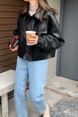 Iyla Leather Jacket - Y2K Grunge & 90s Fashion, Retro Summer Outfits, Y2K Party & Club Style