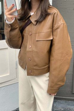 Iyla Leather Jacket - Y2K Grunge & 90s Fashion, Retro Summer Outfits, Y2K Party & Club Style