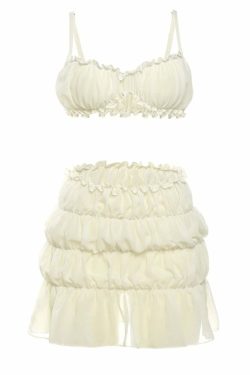 Iza Ruffle Skirt Set - Y2K Summer Grunge Outfit, 90s Fashion, Retro Style, Baby Tees, Y2