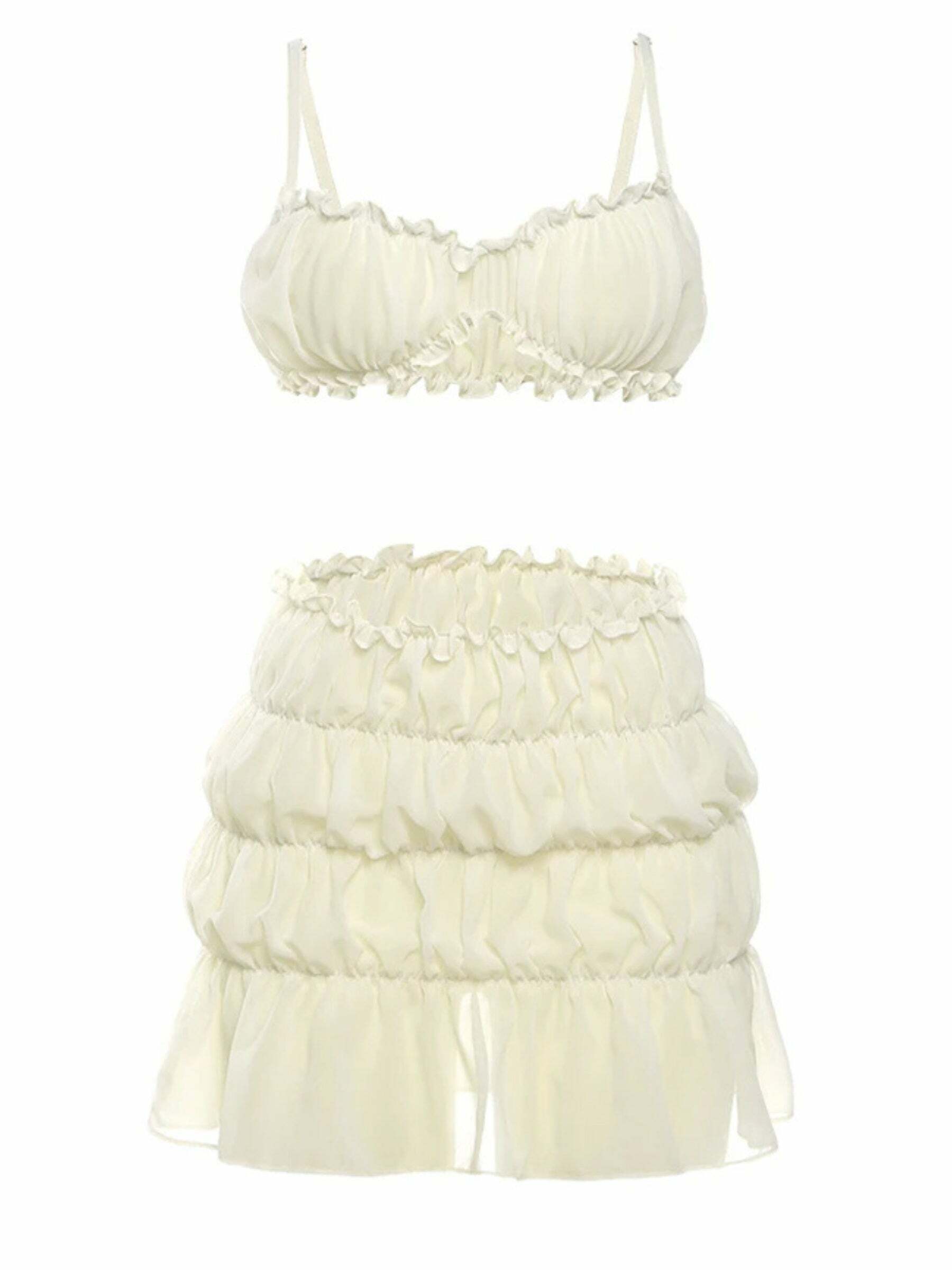 Iza Ruffle Skirt Set - Y2K Summer Grunge Outfit, 90s Fashion, Retro Style, Baby Tees, Y2