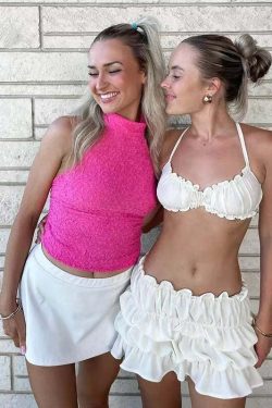Iza Ruffle Skirt Set - Y2K Summer Grunge Outfit, 90s Fashion, Retro Style, Baby Tees, Y2