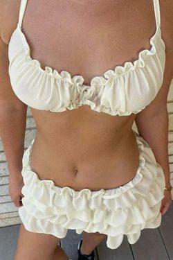 Iza Ruffle Skirt Set - Y2K Summer Grunge Outfit, 90s Fashion, Retro Style, Baby Tees, Y2