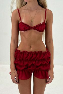 Iza Ruffle Skirt Set - Y2K Summer Grunge Outfit, 90s Fashion, Retro Style, Baby Tees, Y2